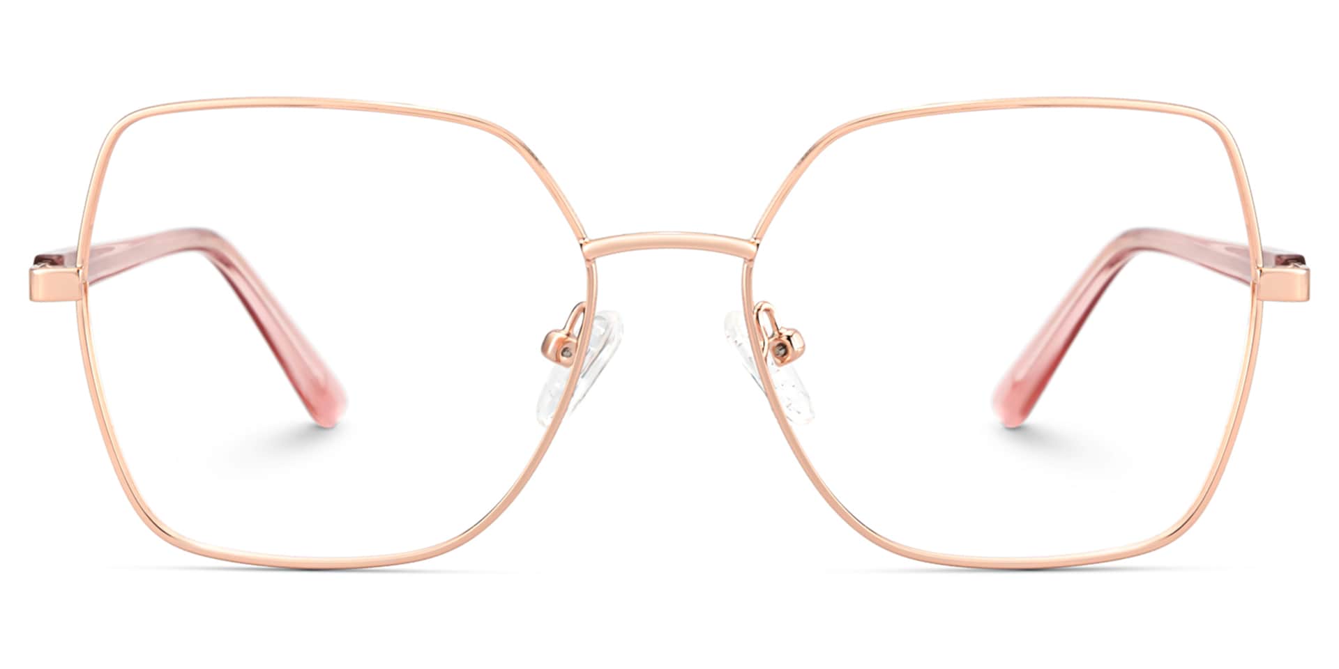 Rose Gold Glasses For Women With Transparent Pink Temples0