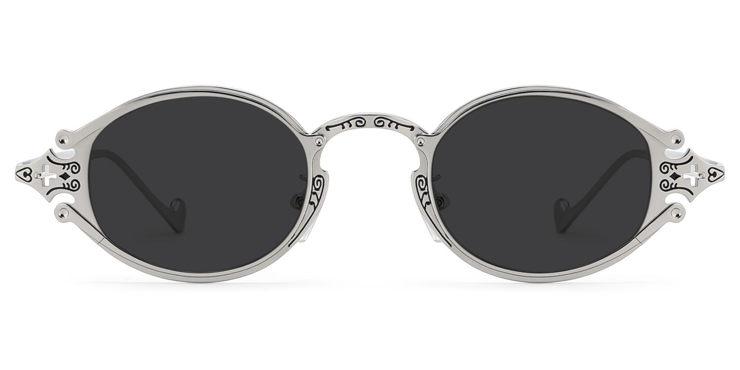Serena Silver Oval Sunglasses to Frame Your Face | ZEELOOL display picture 3