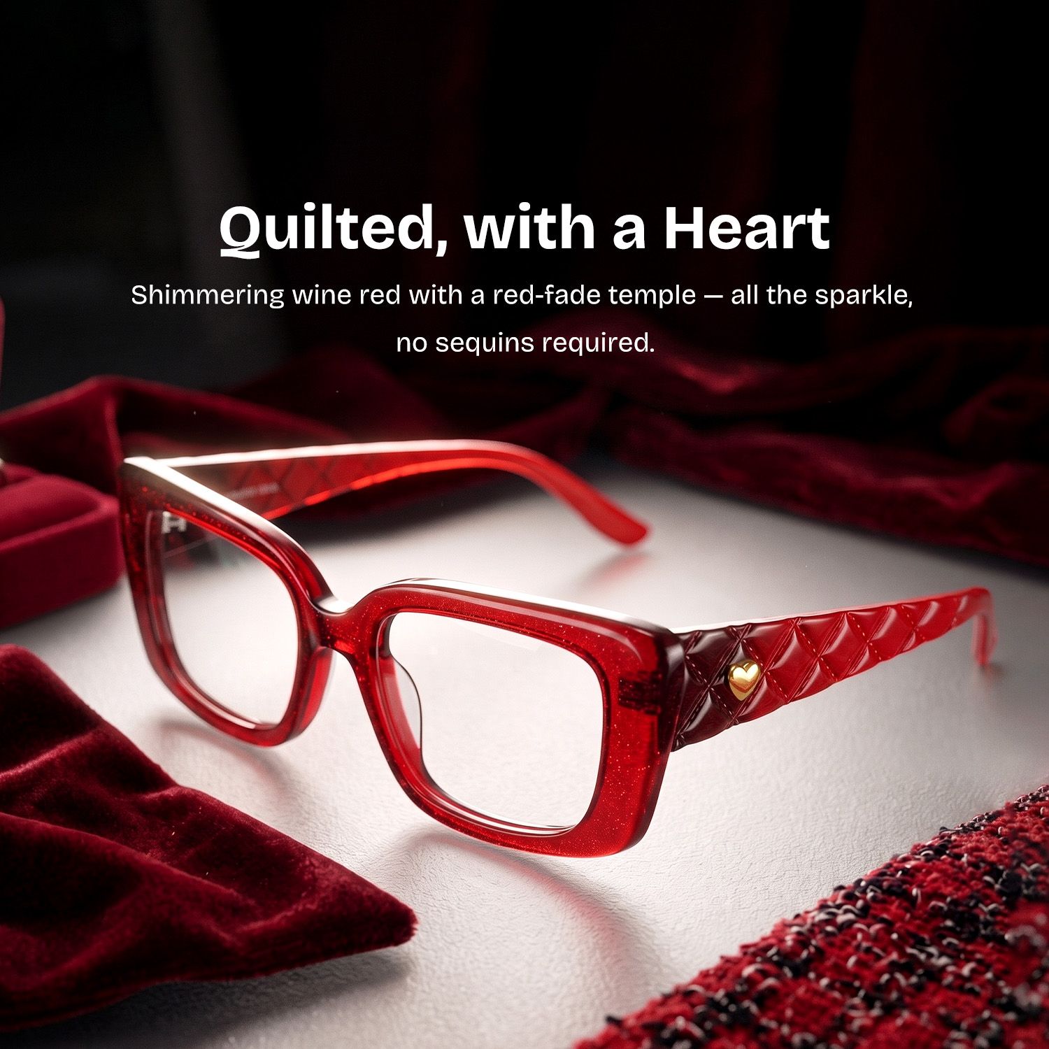 Shiny Red Rectangle Glasses | ZEELOOL0