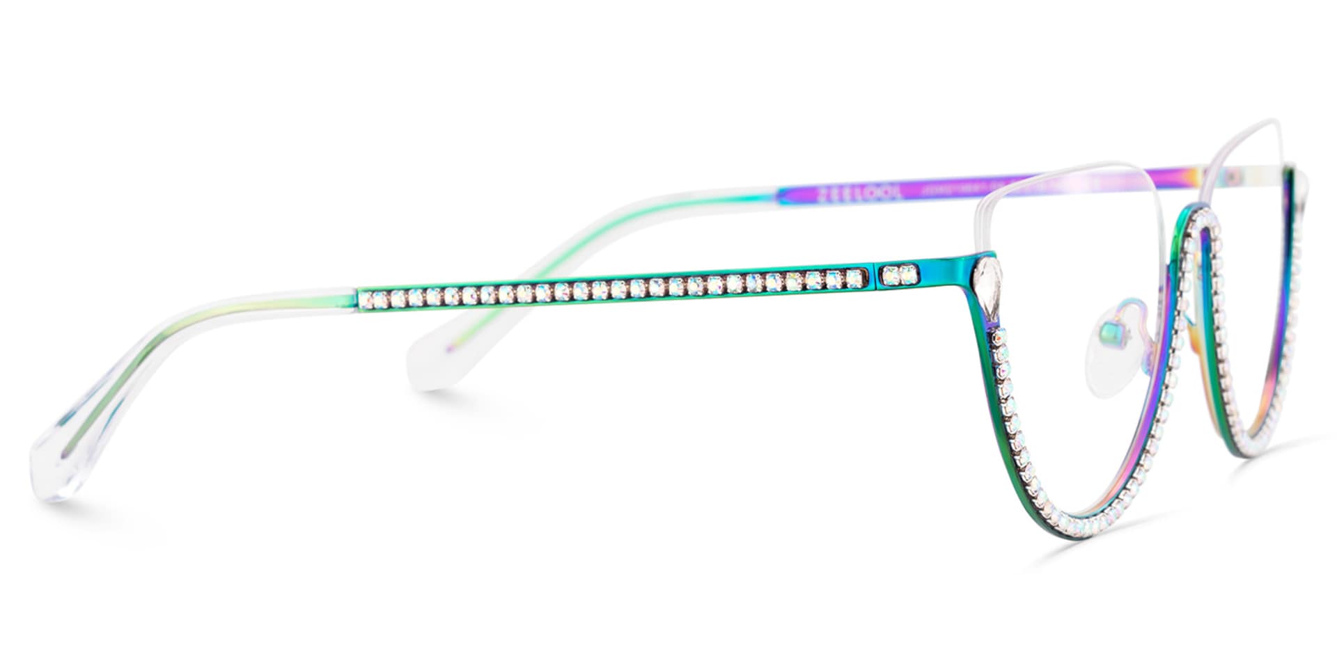 Half Frame Cat Eye Glasses With Shiny Diamonds5
