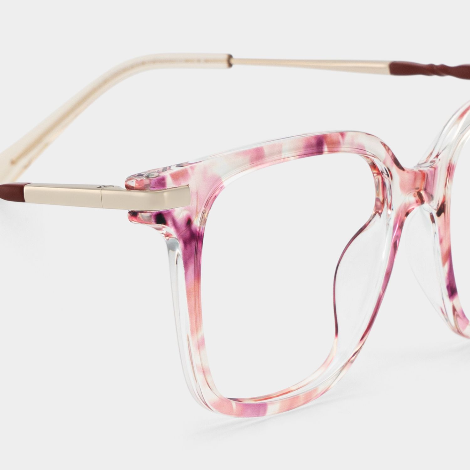 Jacqui Pink Flower Tortoise Square Glasses Frames | ZEELOOL