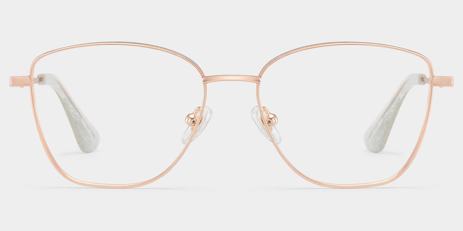 Skyler Square Rose Gold Metal Silver Glitter Glasses Frames | ZEELOOL1