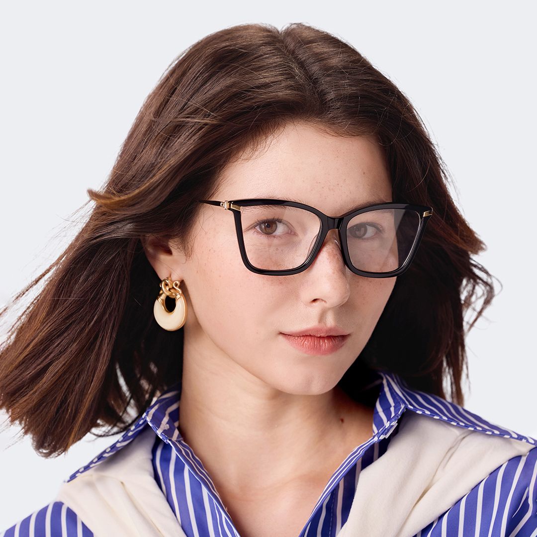 Stephens Cateye with Black Glasses Oversized Frames | Zeelool7