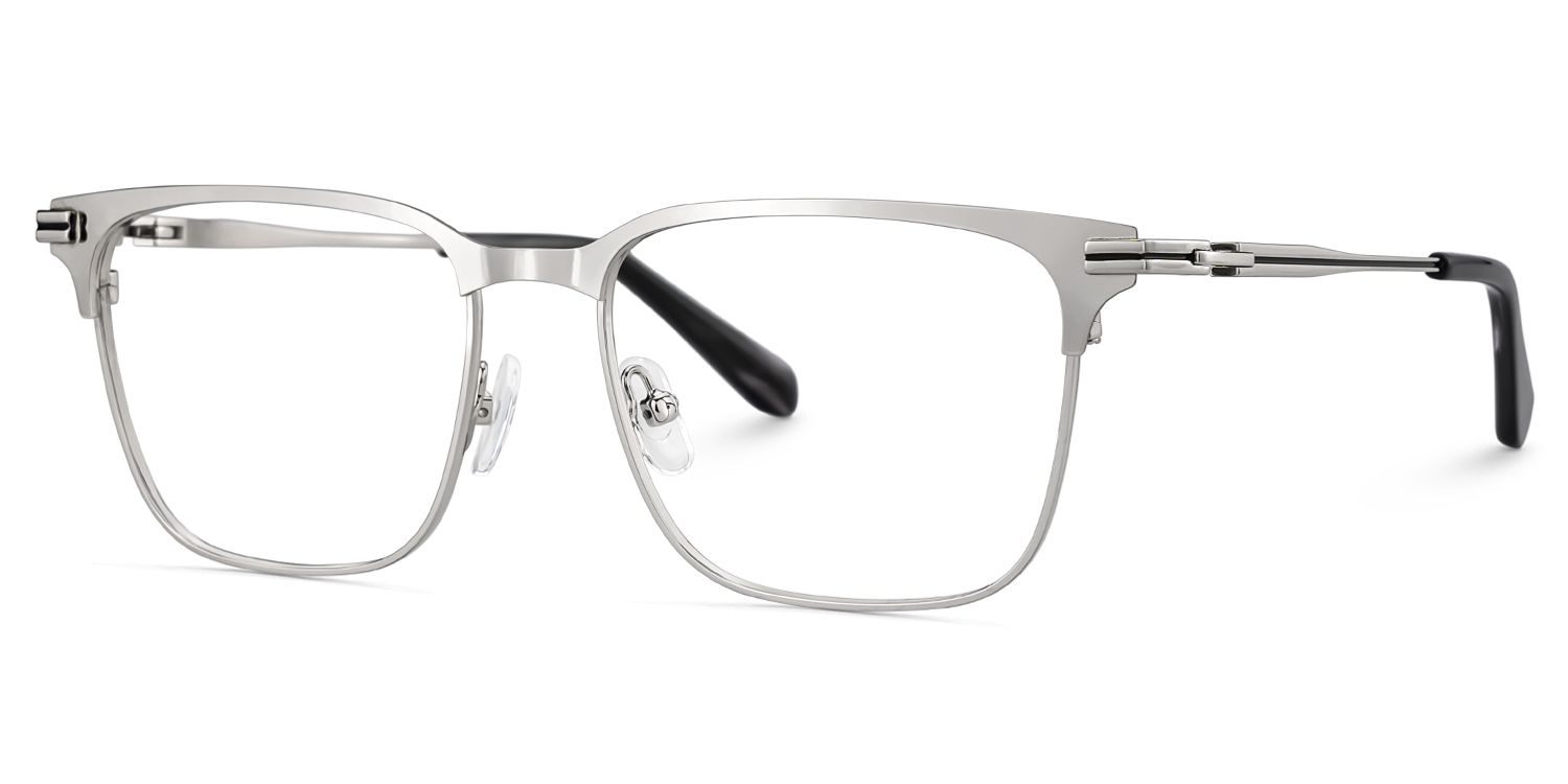 Marshall Silver Rectangle Prescription Glasses | Zeelool3
