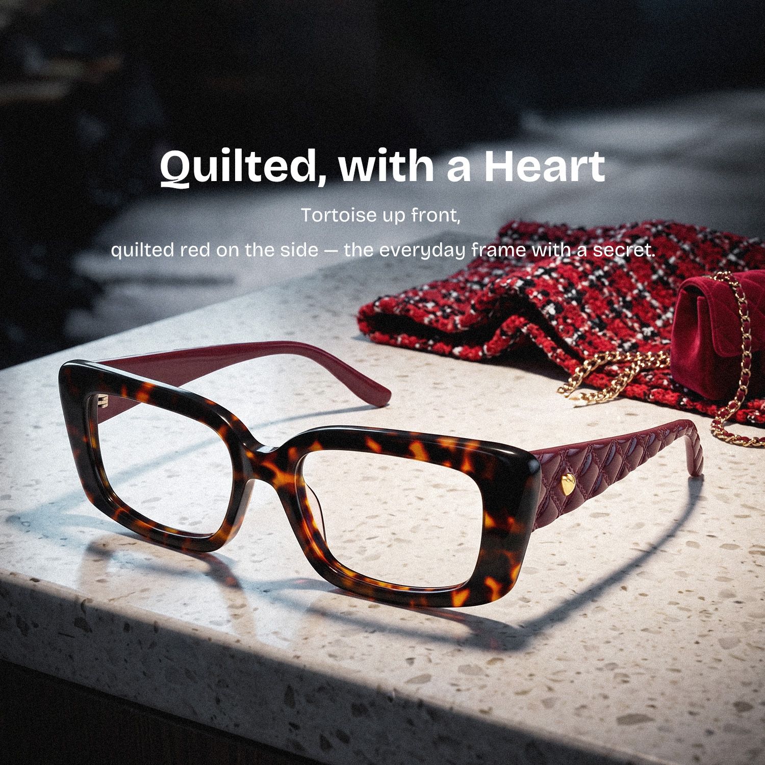 Shiny Tortoise Rectangle Glasses | ZEELOOL0