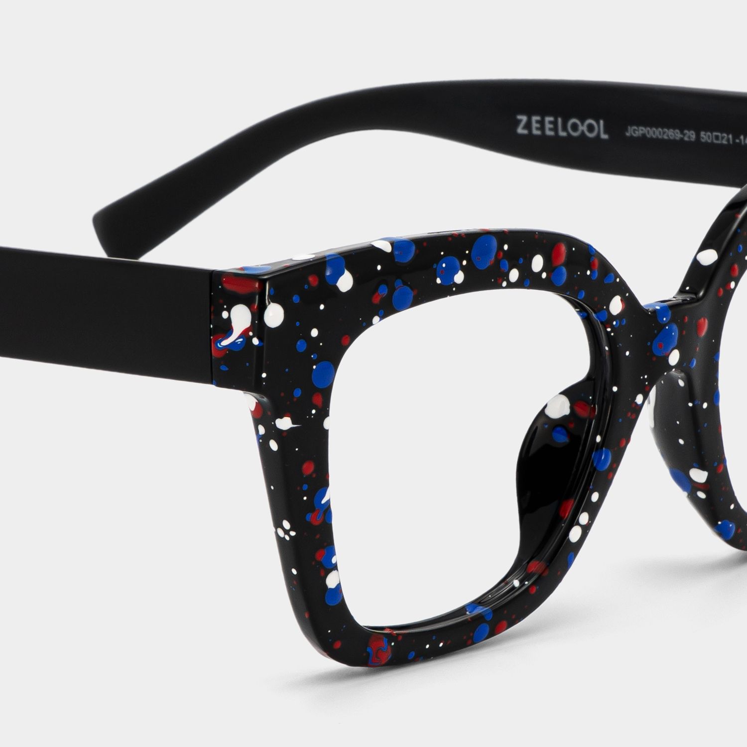 Malcolm Large Square Nerdy Glasses with Colorful Dots on The Frame4