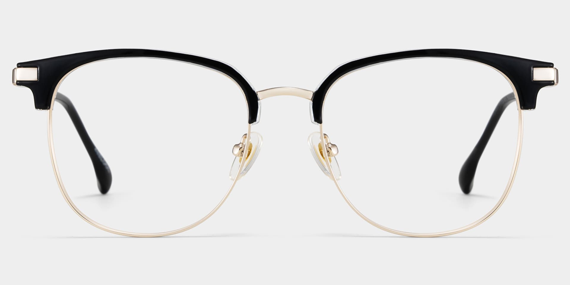 Oversized Browline Glasses With Black and Matte Gold Color1