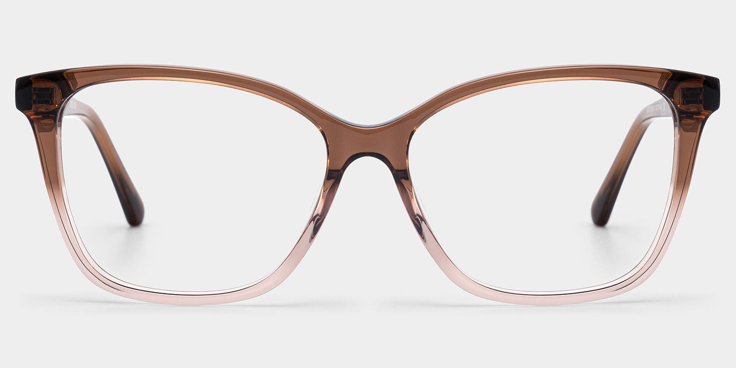 Finnian Square Clear Brown Glasses Frames with Glitter Fabric