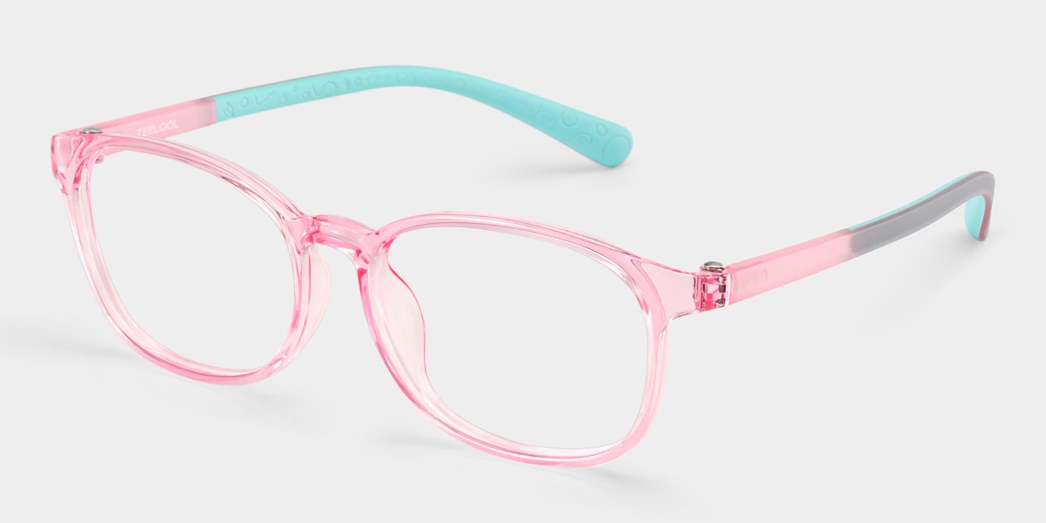 Kids Rectangle  Pink Green Amaker Frame Glasses | Zeelool2