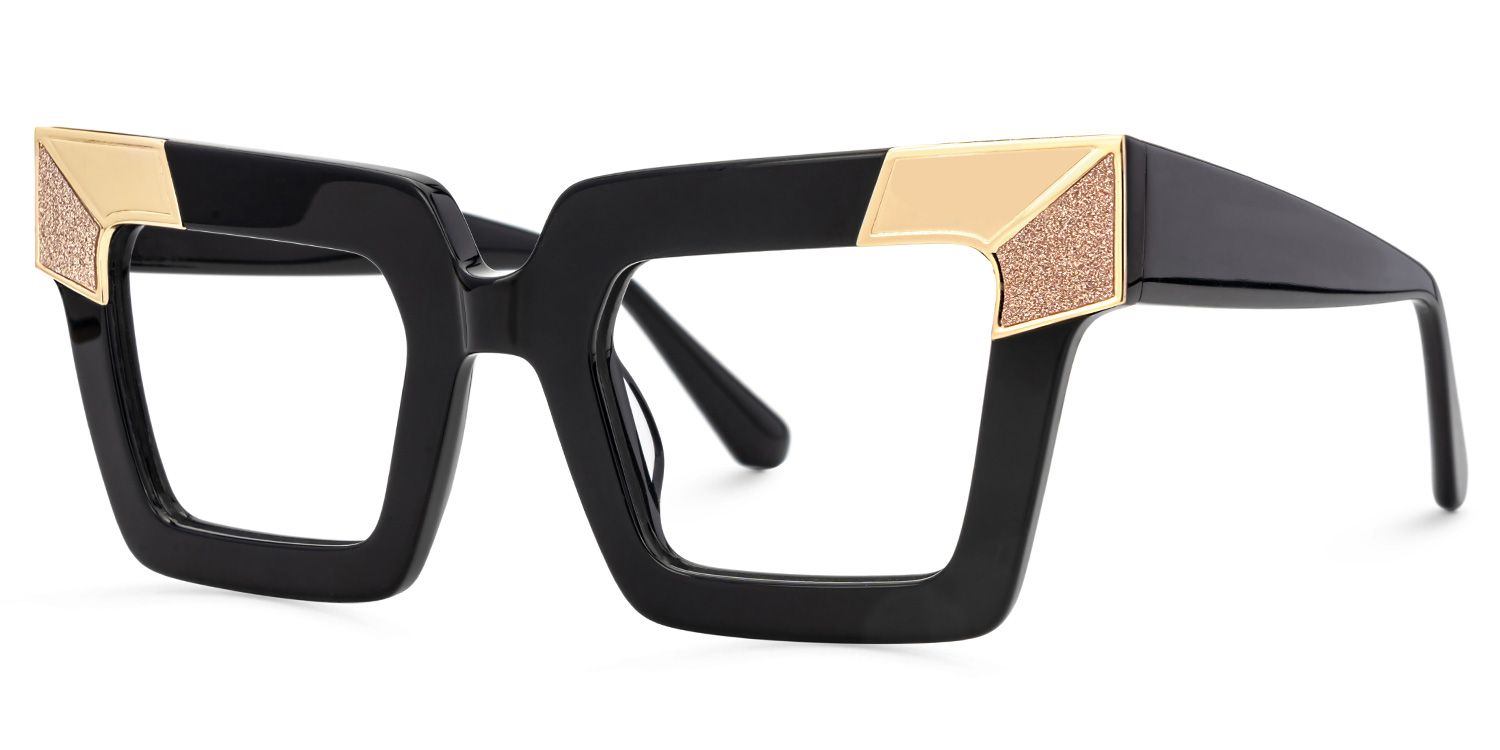Suenila Black Square Designer Eyeglasses1