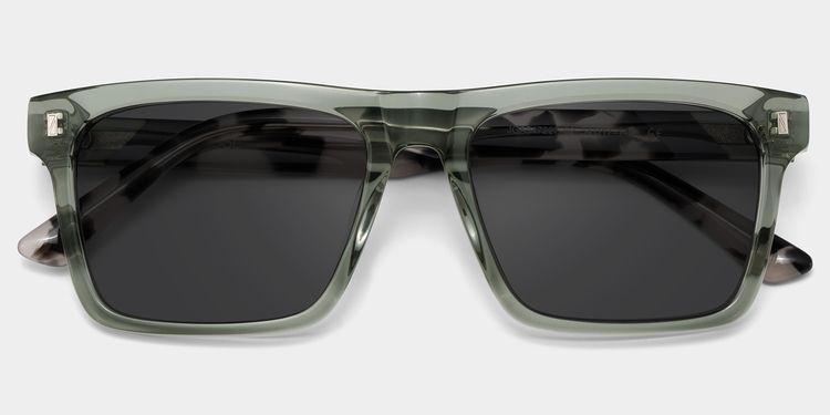 Henry Gray Green Rectangle Sunglasses