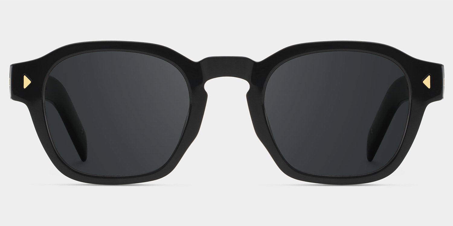 Leilani Rectangle Black Polarized Sunglasses