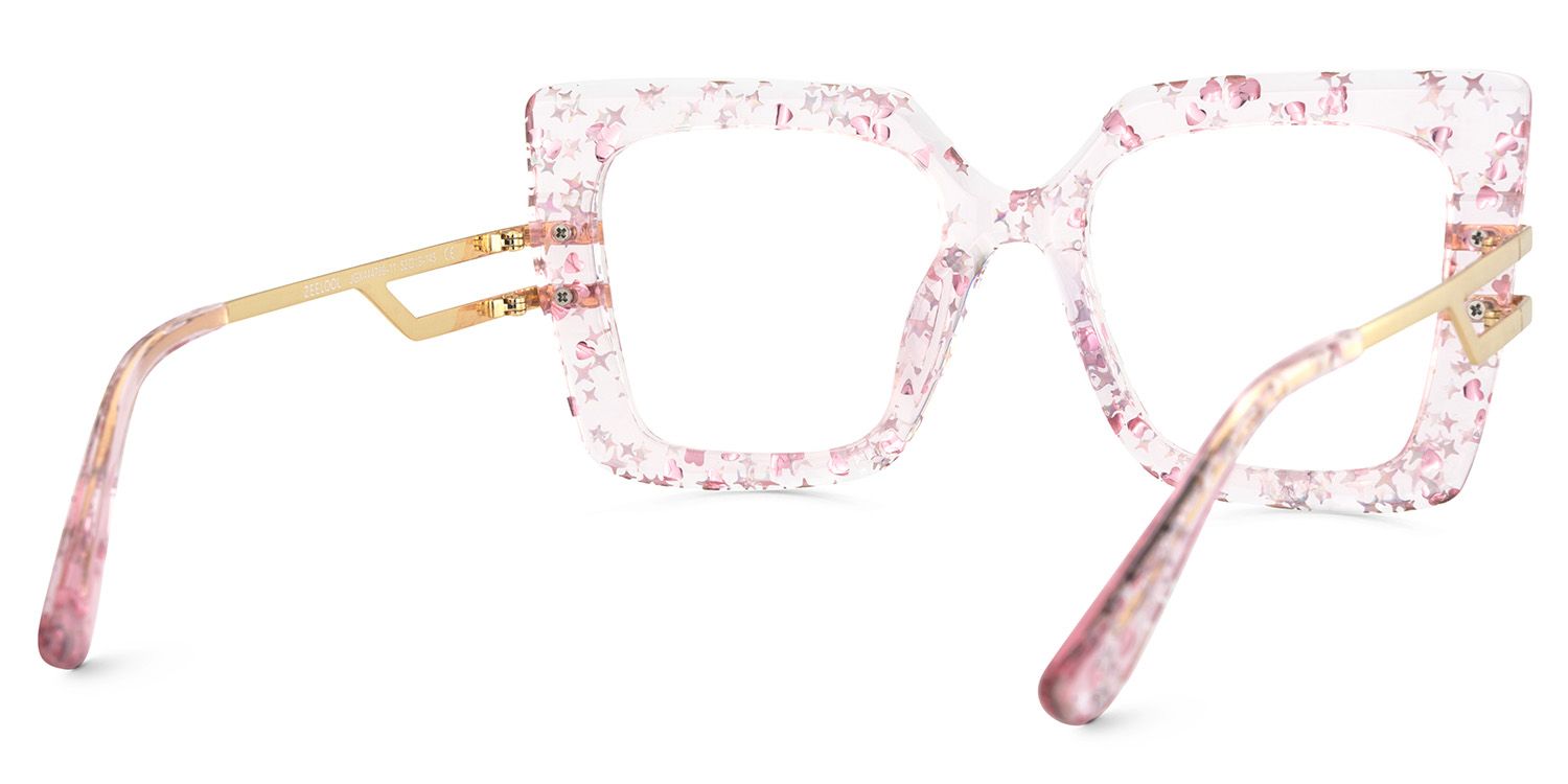 Thick Square Frame Glasses With Shiny Star4