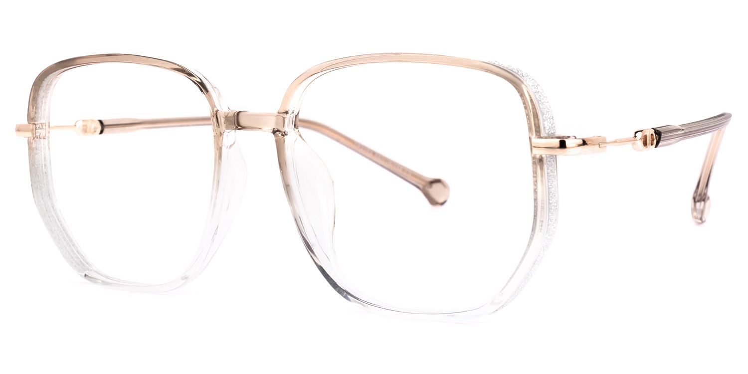 Joana Geometric Beige Glasses1