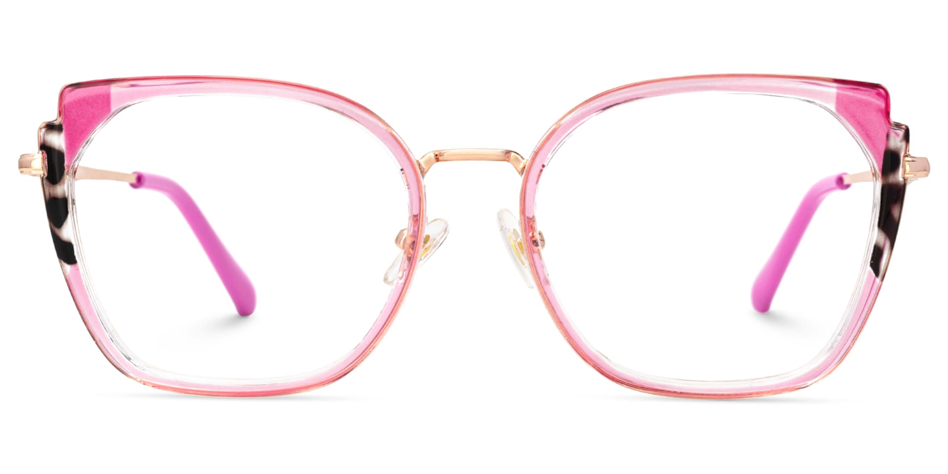 Pink Metal Frame Glasses With Wide Size For Women1