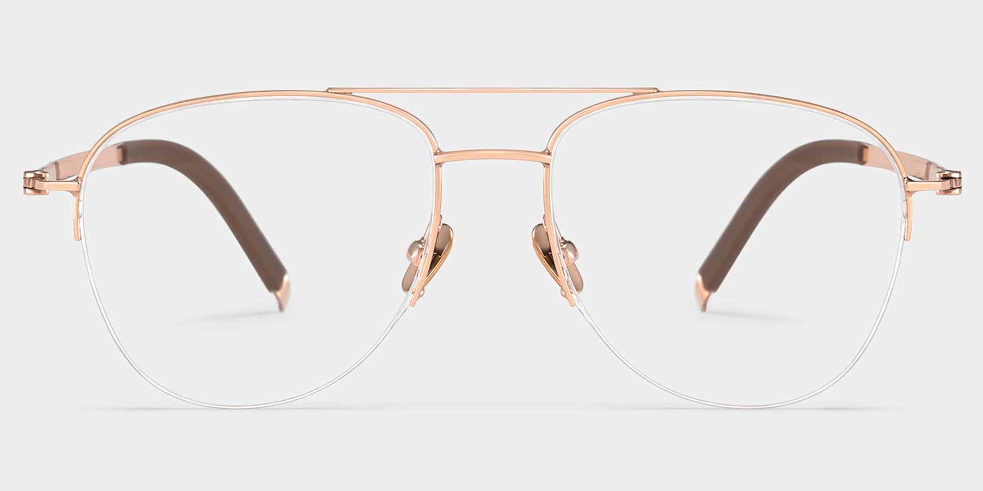Grayson Half Rim Aviator Eyeglasses in Gold Wide Frames | ZEELOOL1