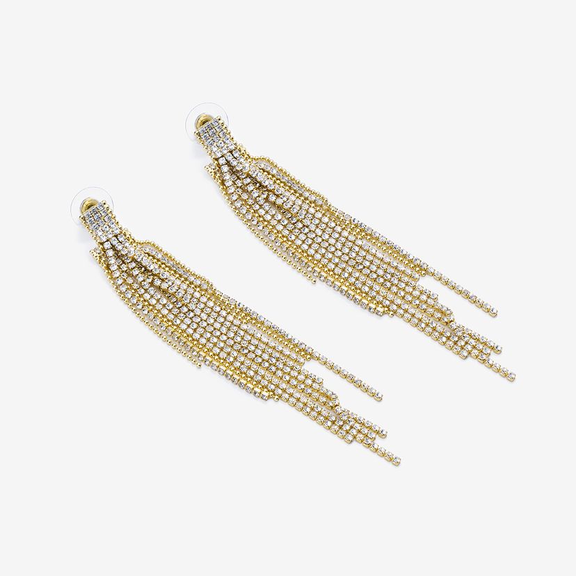 Stylish Tassel Gold Silver Needle Earrings