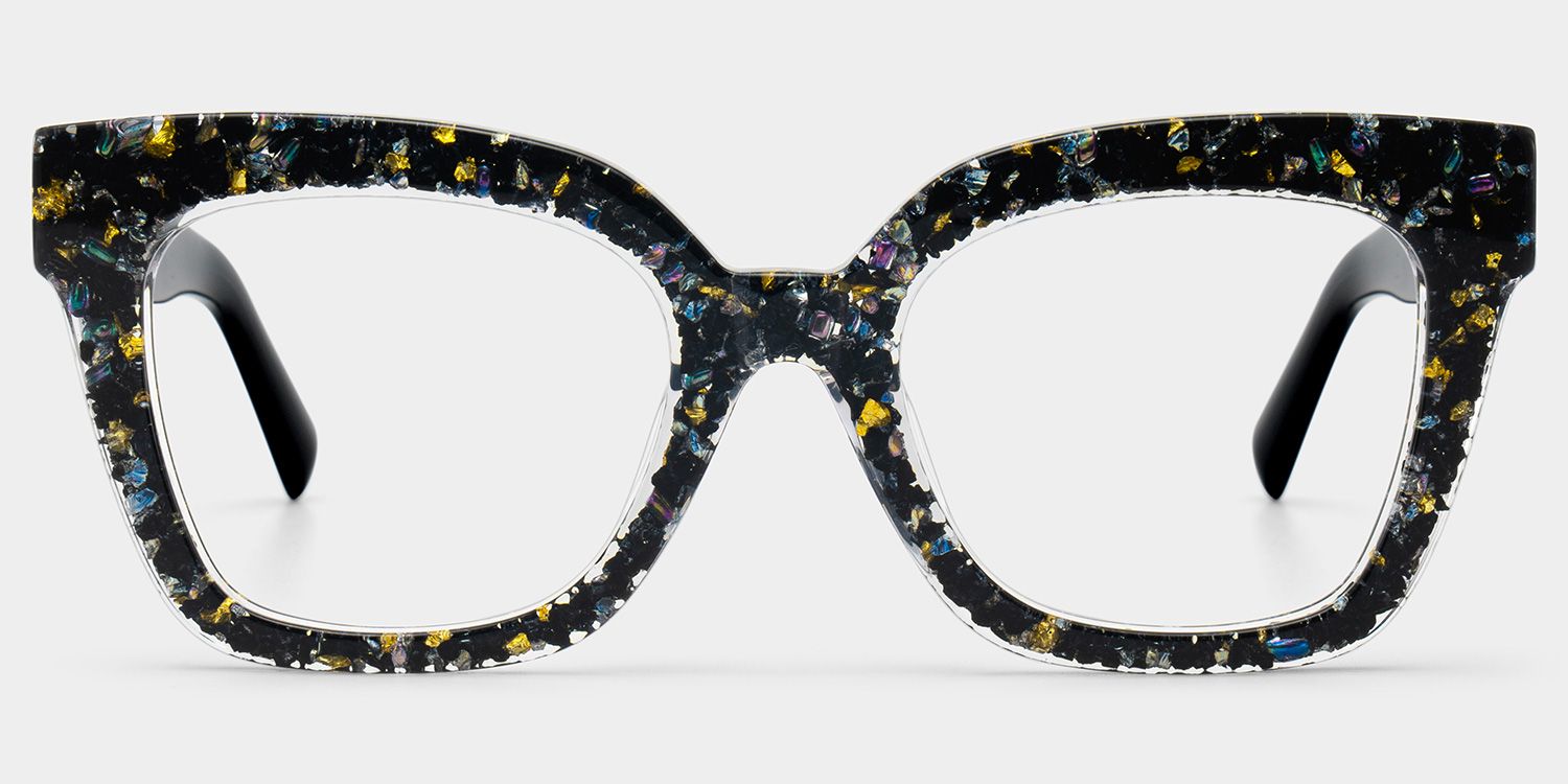 Renata Square Black Eyeglasses with Bling Frames | ZEELOOL1