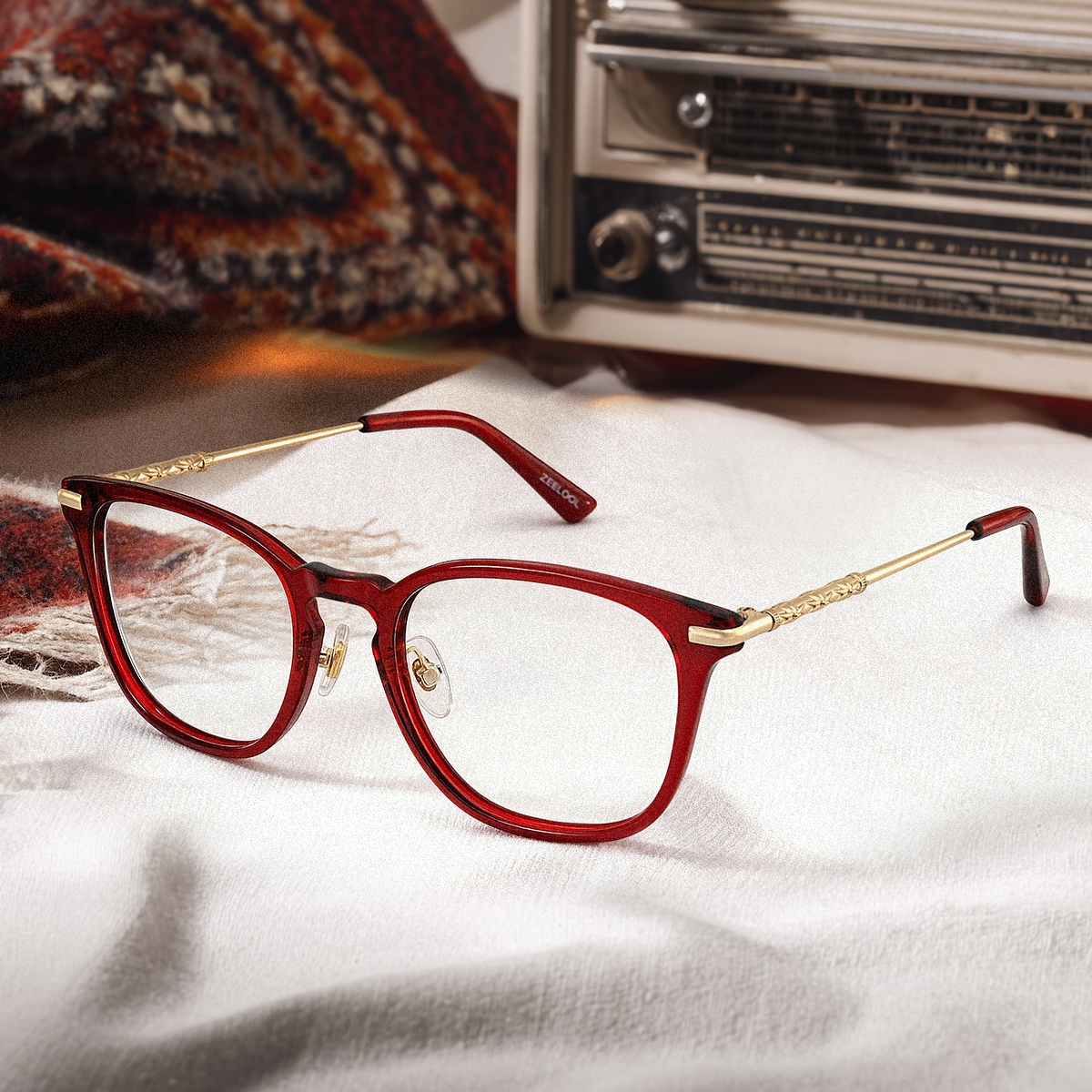 ⭐️ Rachael ⭐️ Laura Red Frame Glasses with Square Frame Online | ZEELOOL