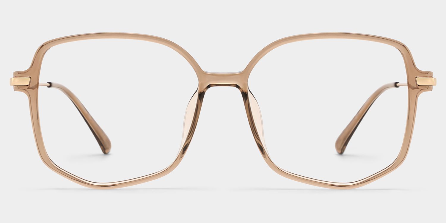 Payton Geometric Beige Frame Glasses | Zeelool Optical0
