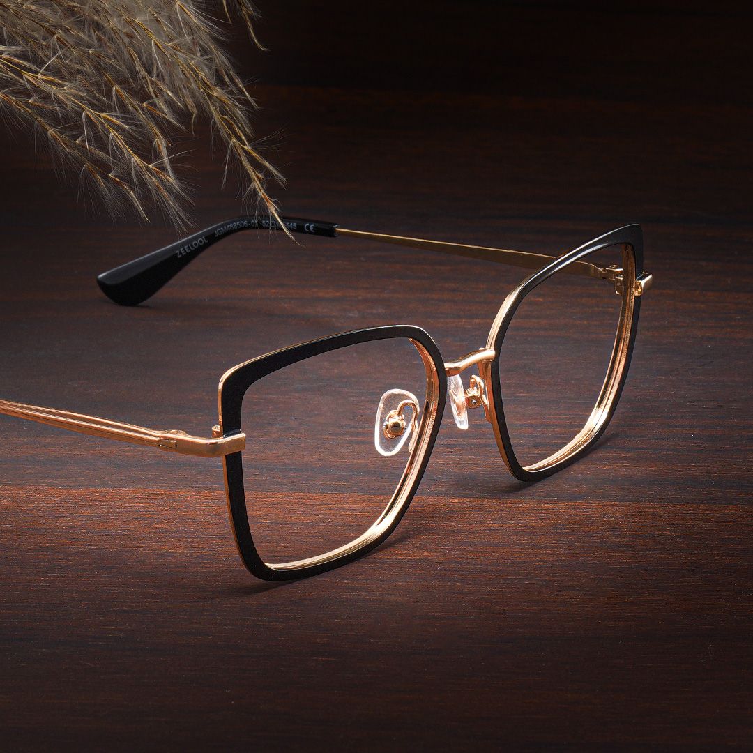 Square Black Eyeglasses- Max Metal Frame Glasses8