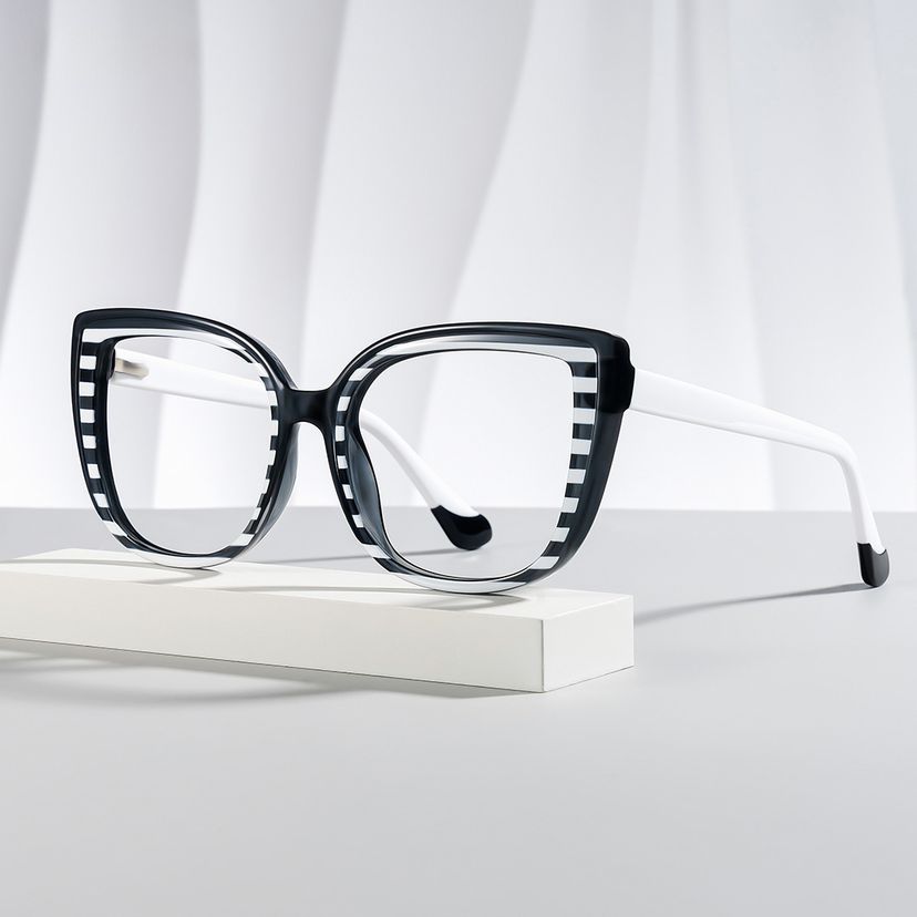 Fenn Cateye Black White Glasses