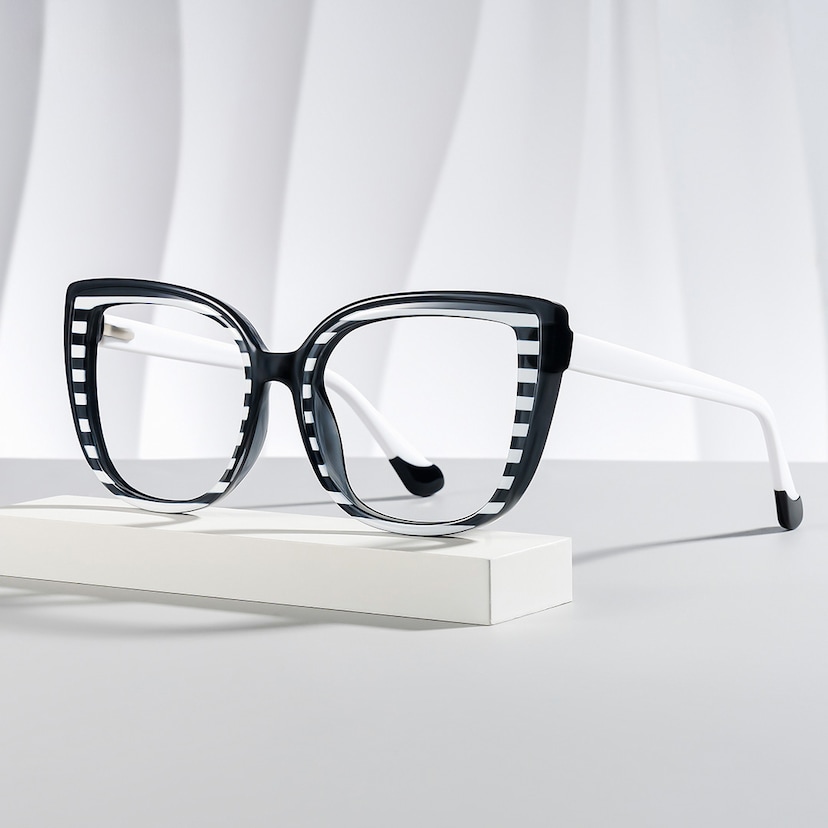 Fenn Cateye Black White Glasses