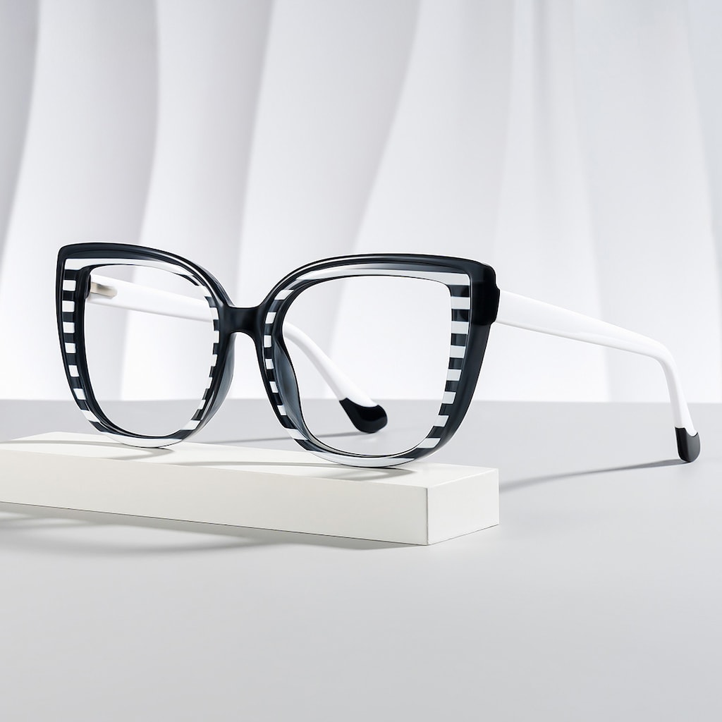 Fenn Cateye Black White Glasses
