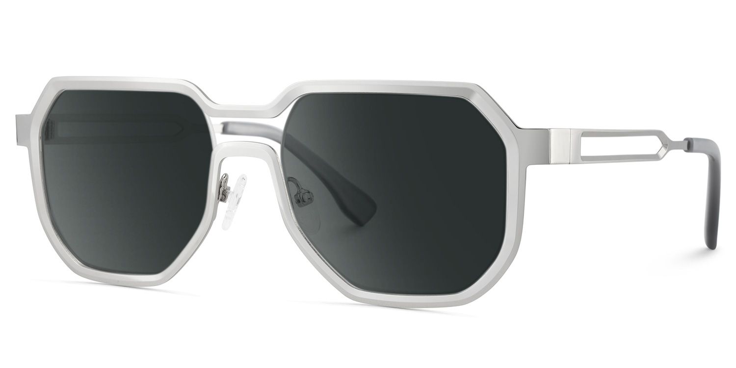 Men's Geometric Sunglasses in Silver Color3