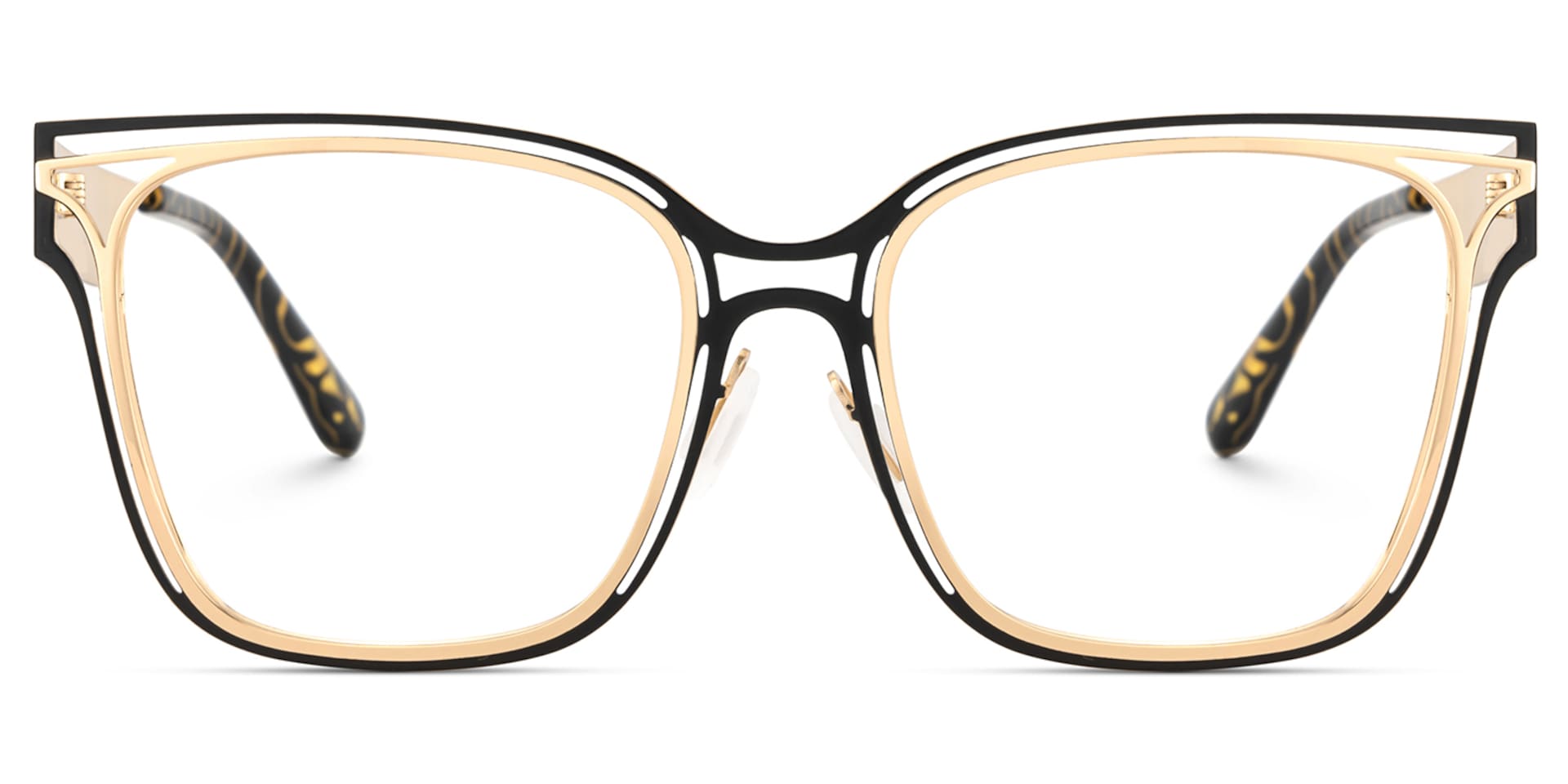 Women's Metal Glasses with Golden Tortoise Temples Online1