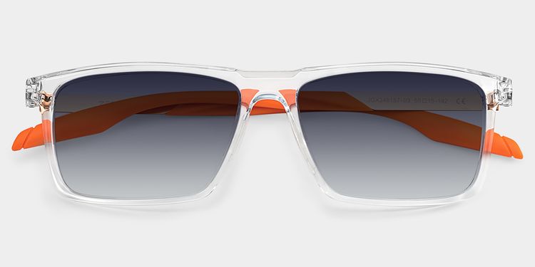 Active Rectangle Clear Orange Glasses