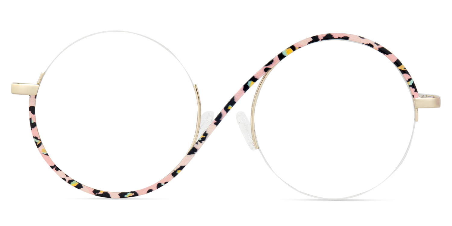 Flozif Round Semi rimless Pink-Leopard Glasses