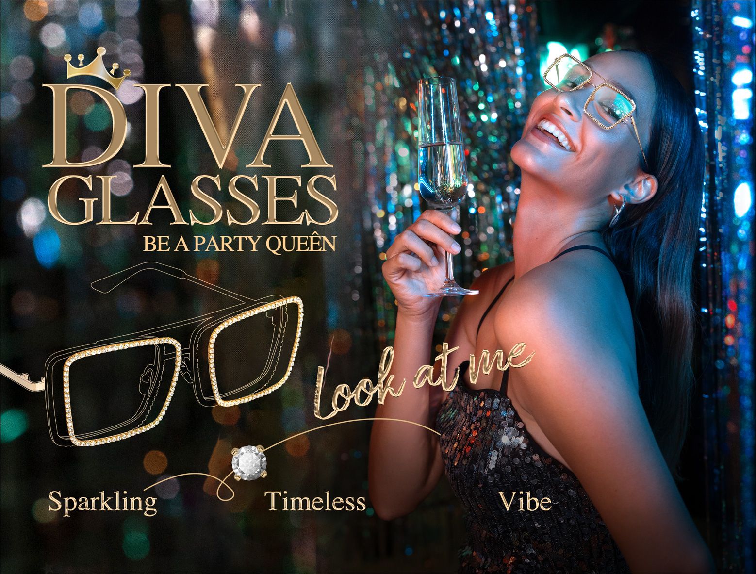 Lunettes Diva et montures de lunettes Diva pour reine de la fête banner1