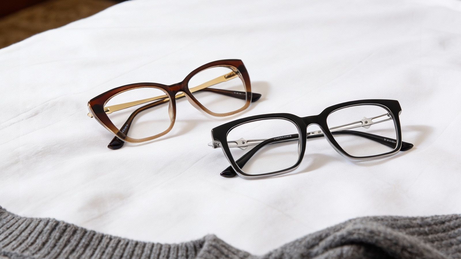 Two pairs of glasses laid out for travel, emphasizing the importance of packing a backup pair.