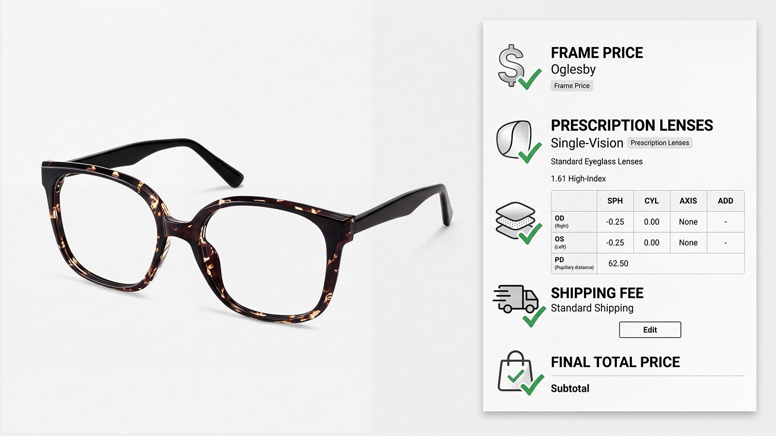 Costs to check when buying prescription glasses under $30