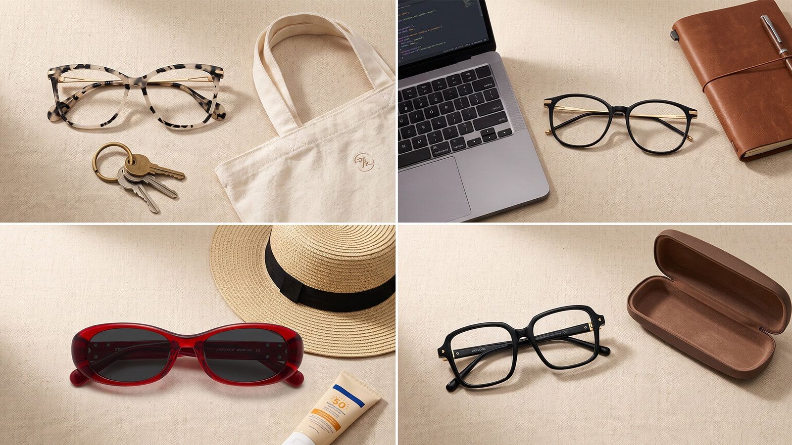 Four-pair eyewear wardrobe for everyday, work, outdoor, and backup use