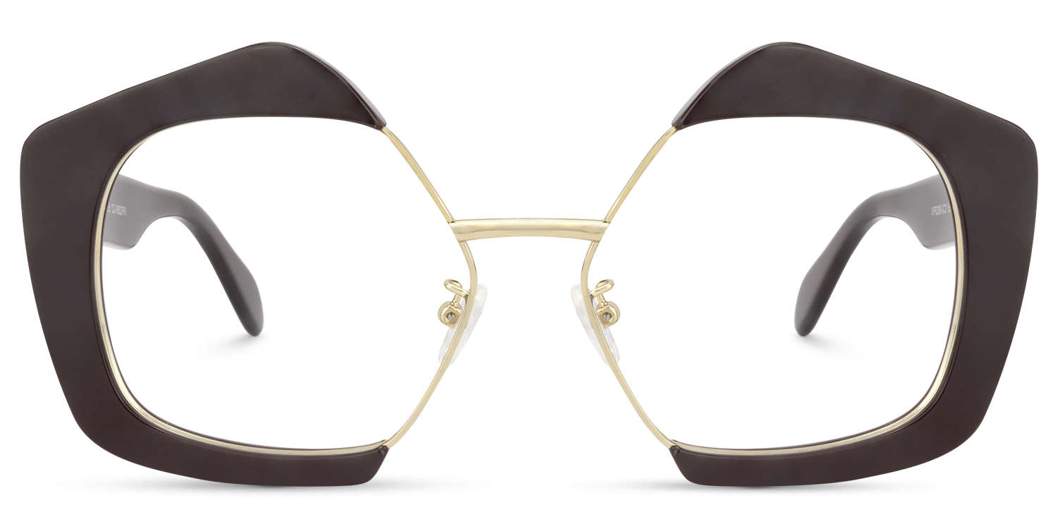 Geometric Brown Glasses | Zeelool Eyeglass Frames0