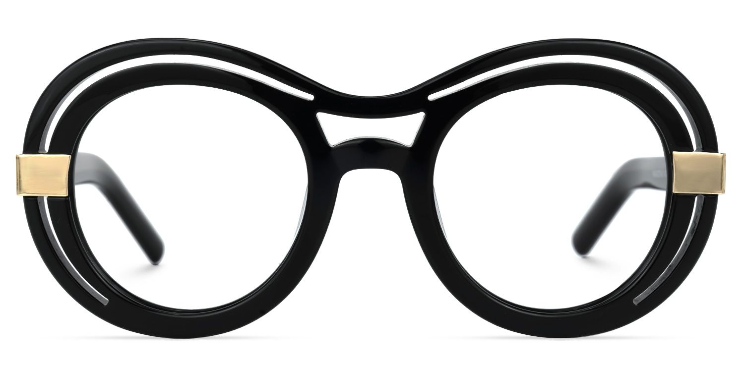 Texidor Wide Round Black Eyeglasses and Glasses Frames0