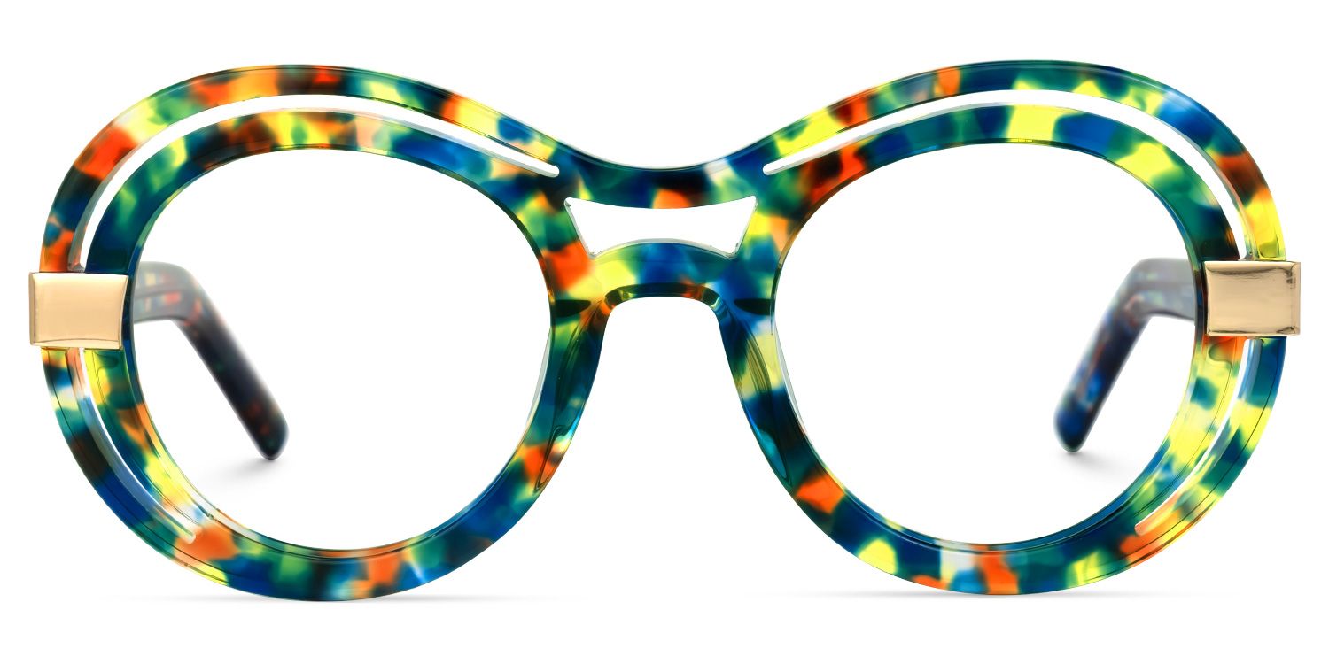 Texidor Round Eyeglasses, Blue Tortoise Frame Glasses0