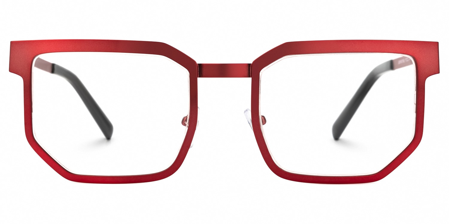 Lassiter Geometric Red Glasses | Zeelool Glasses