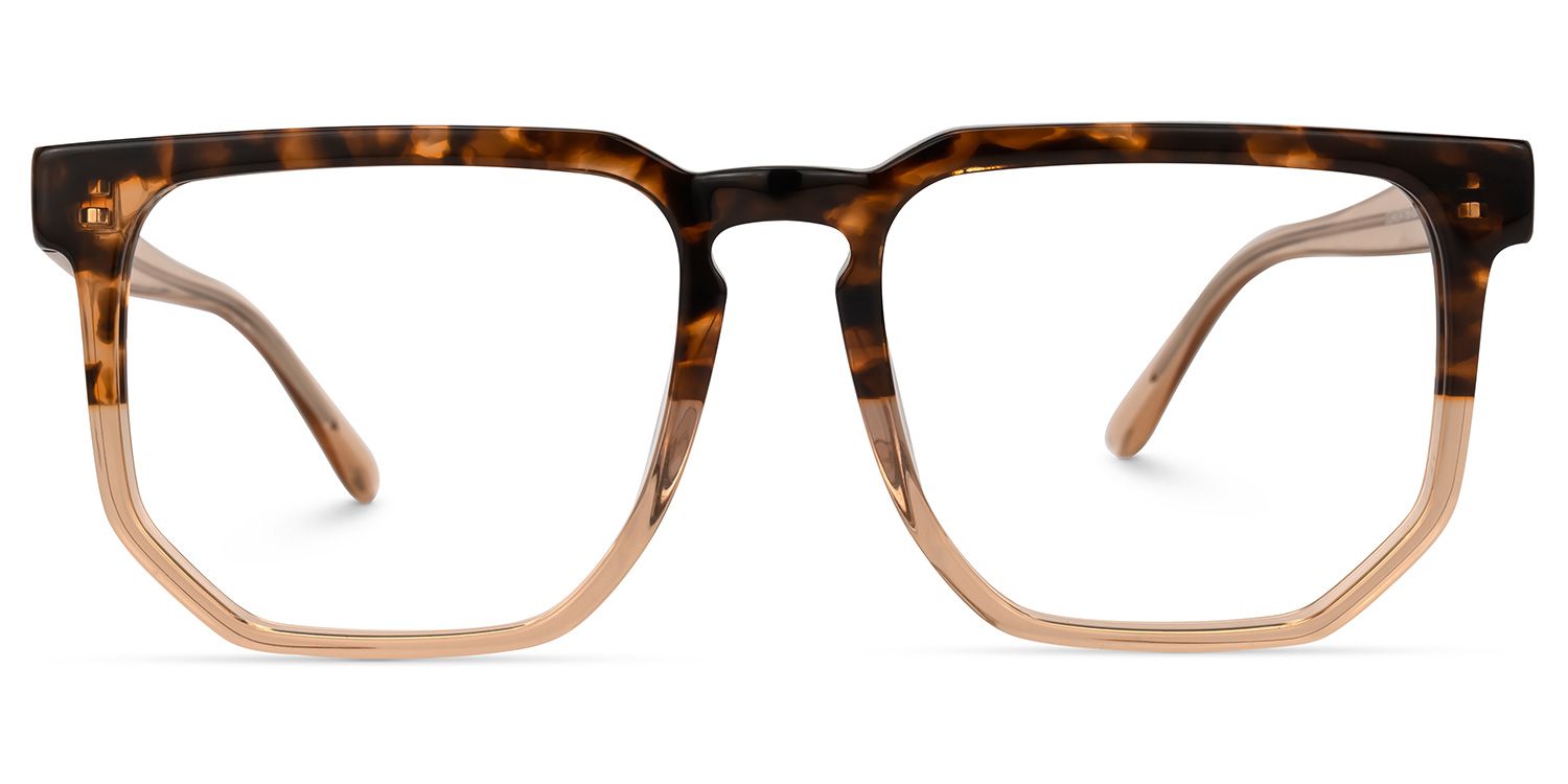 Matherne Square Tortoise Eyeglasses and Thin Two-Tone Frames0