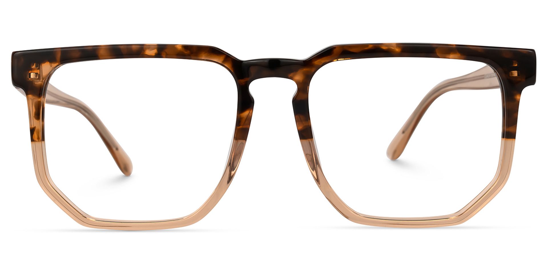 Matherne Square Tortoise Eyeglasses and Thin Two-Tone Frames0