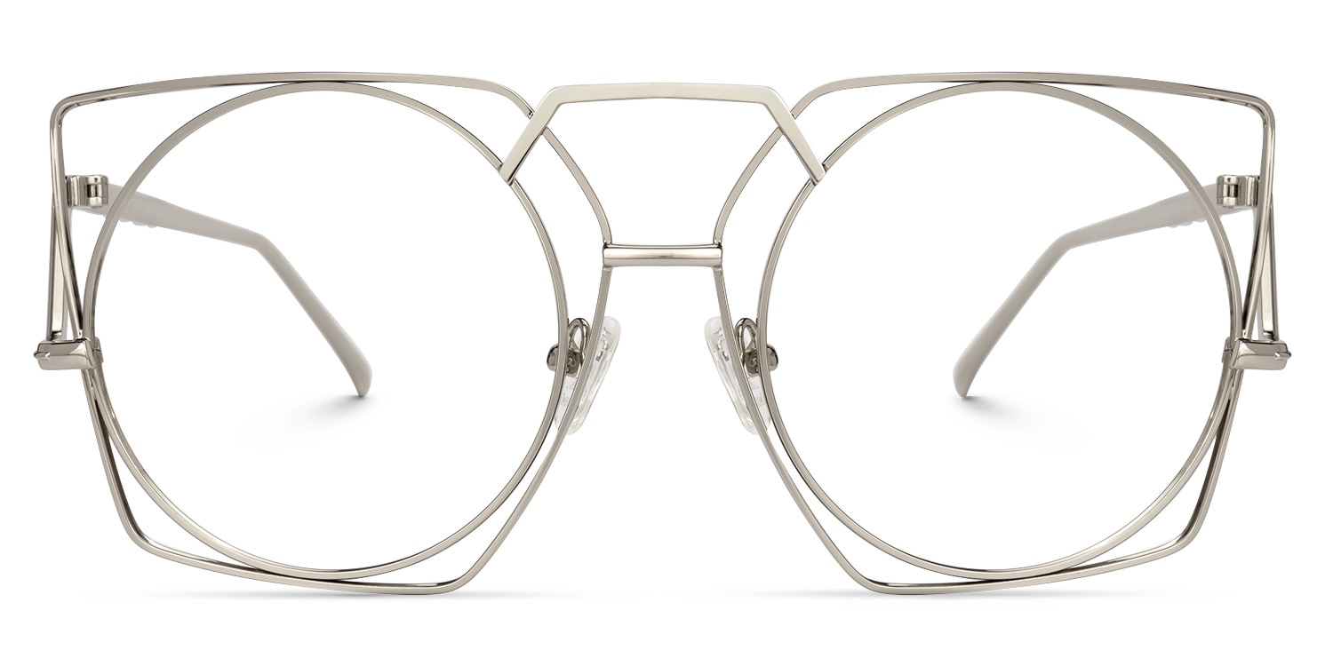 Antigua Geometric Silver Glasses Zeelool Glasses