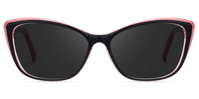 Fidelia Cat Eye Black Sunglasses and Pink Edge