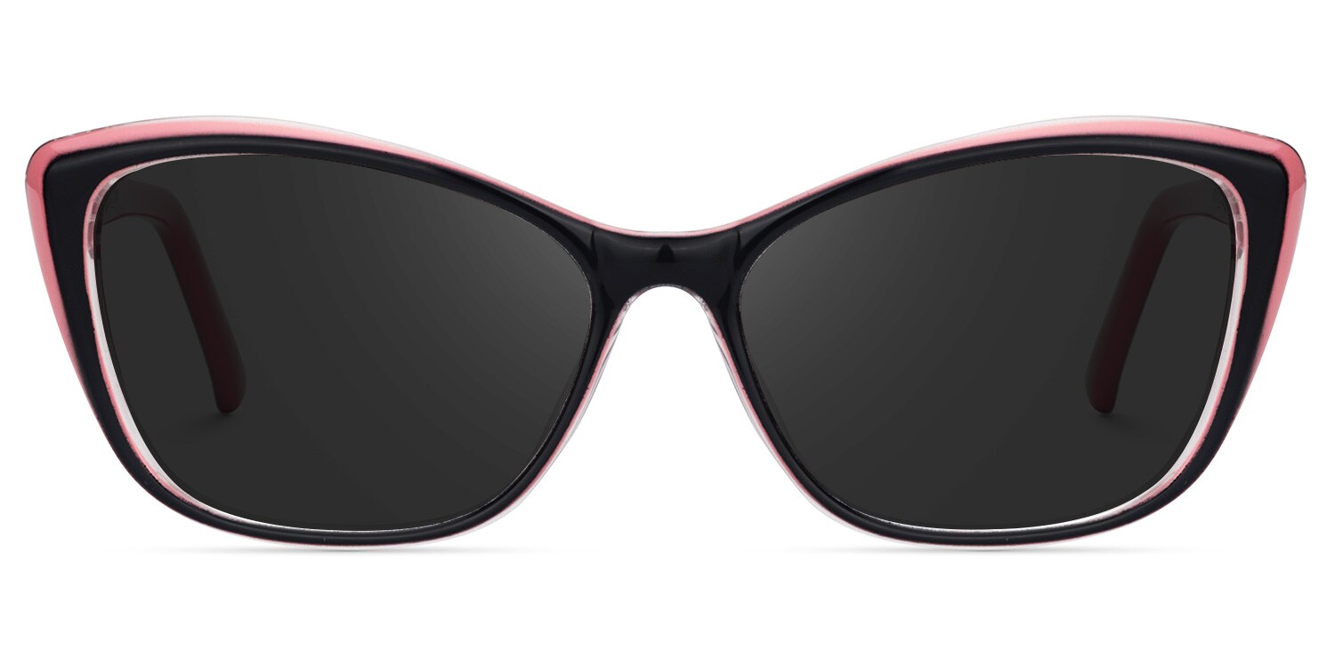 Fidelia Cat Eye Black Sunglasses and Pink Edge0