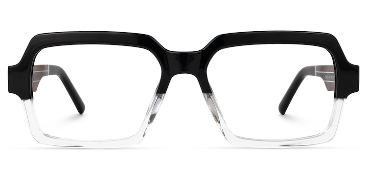Jack Rectangle Black & Crystal Glasses