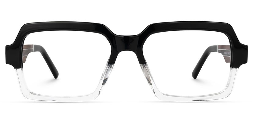 Jack Rectangle Black & Clear Glasses