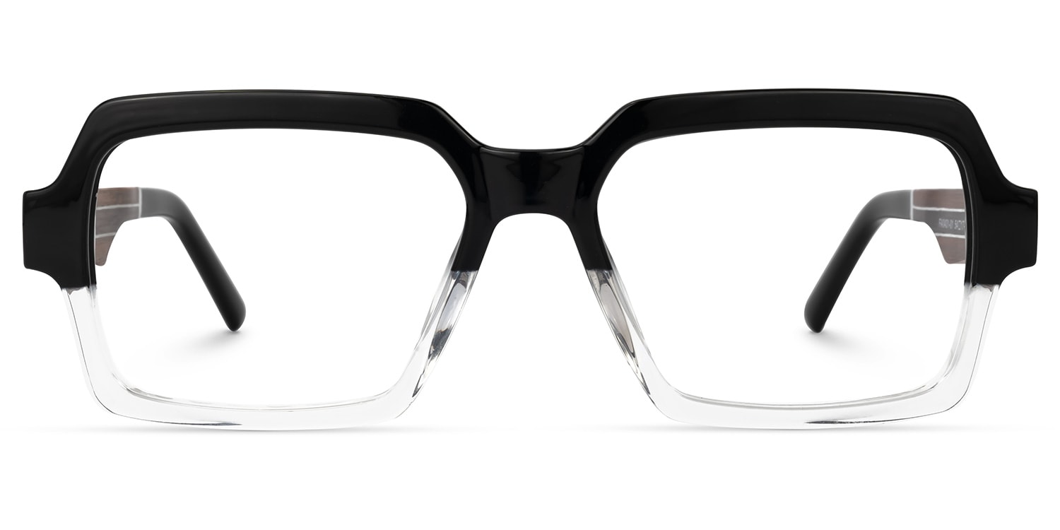 Jack Rectangle Black & Crystal Glasses