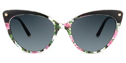 Alivia Cat Eye Pink-Green-Floral Sunglasses0