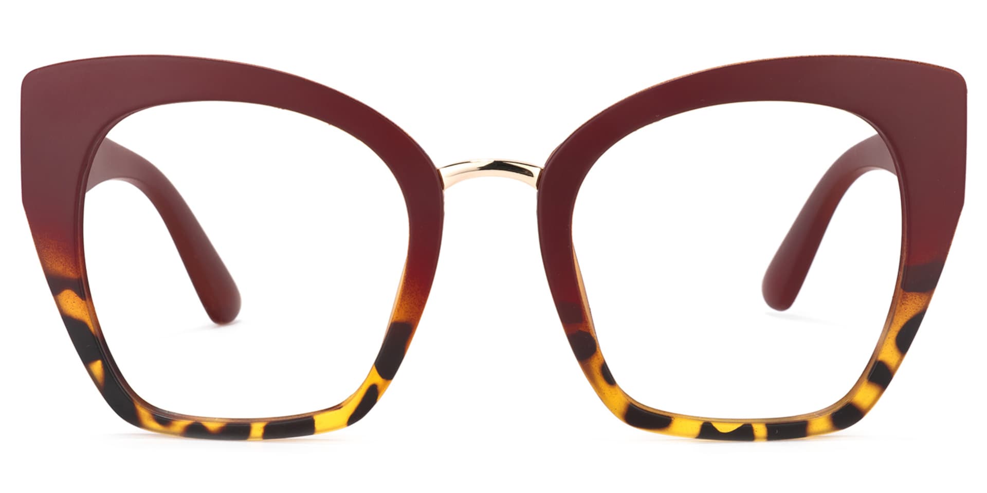 Denis Cat Eye Red Glasses with Two-Tone Frames0